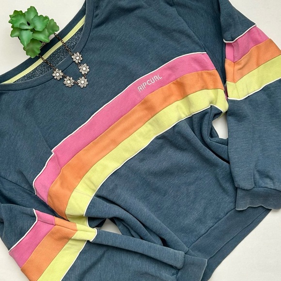 Rip Curl Golden State Crew Neck Sweatshirt Rainbow Stripe Size XL - Picture 14 of 14
